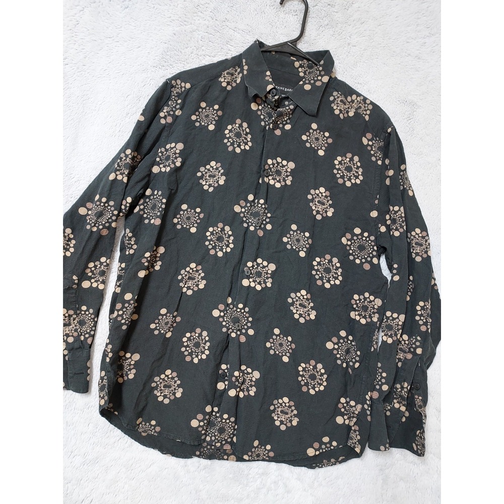Jhane Barnes Shirt Mens Medium Paisley Psychedelic Silk Linen Blend Seersucker M